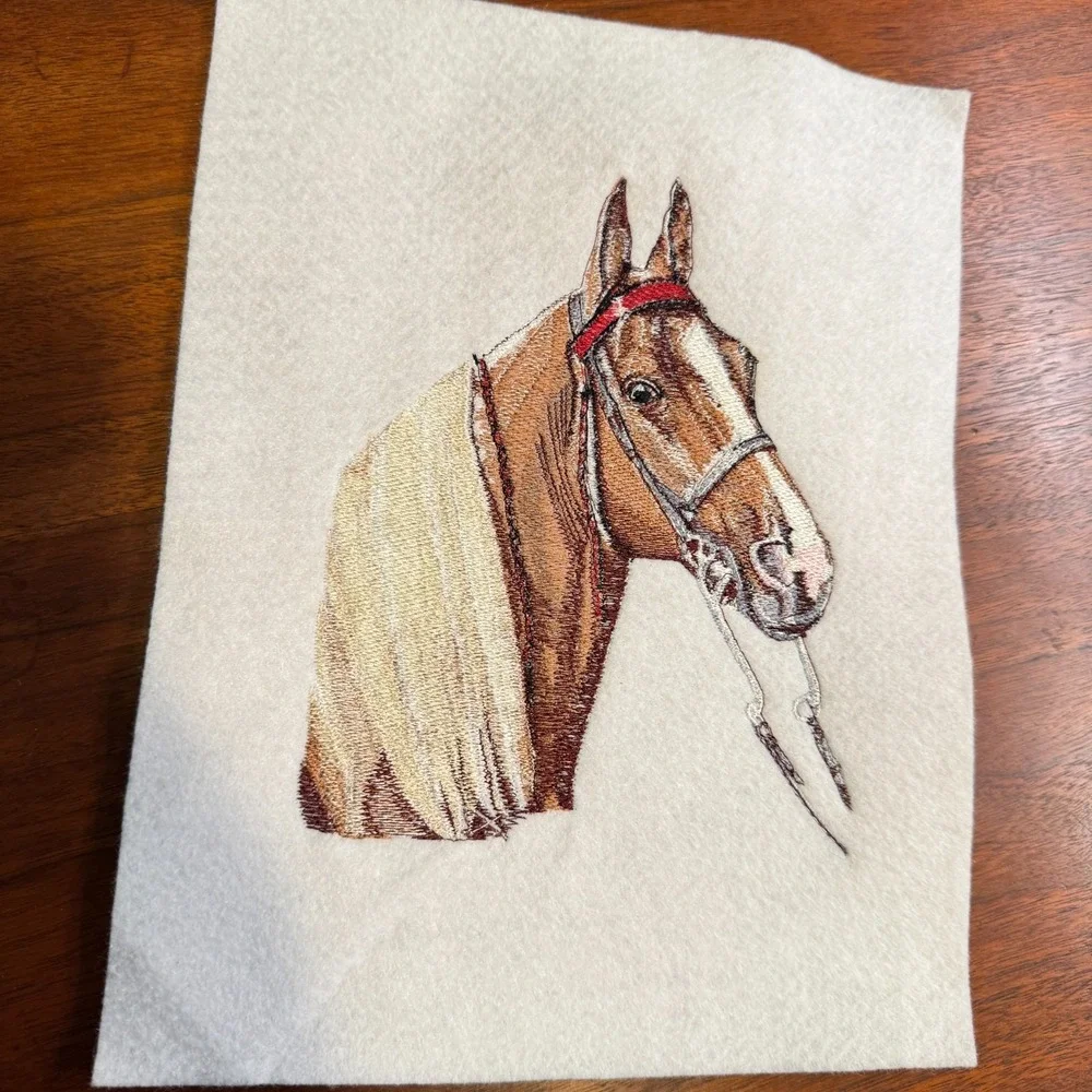 Vintage Horse Head Portrait Handmade Embroidery Sew On Western Equestrian